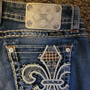 RARE Miss Me Bootcut Jeans Fall Colors Bling Back Pocket 28 x 34